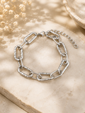 Pulsera cadena gruesa eslabones plateada acero inoxidable