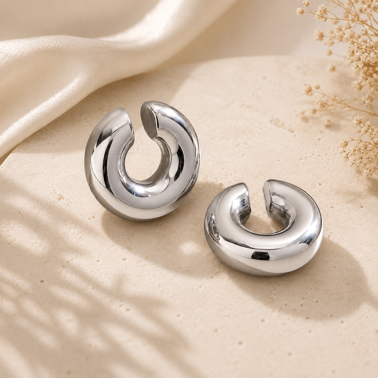 Ear cuff plateado acero inoxidable