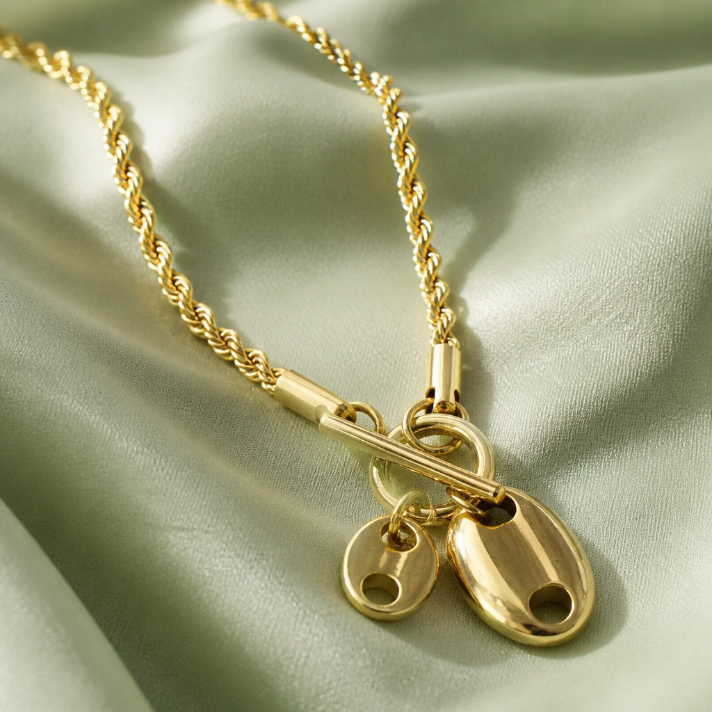 Collar cadena rope dorado con dije