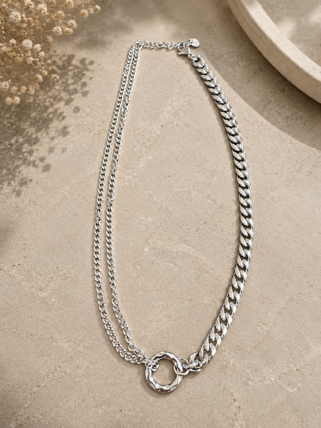 Collar Cadena Doble Plateada