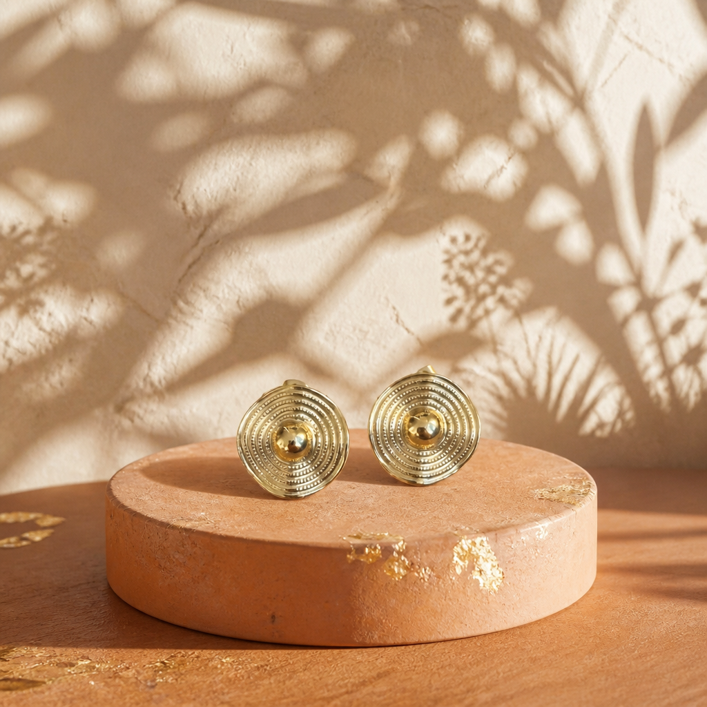 Aretes Espiral Circular Dorado