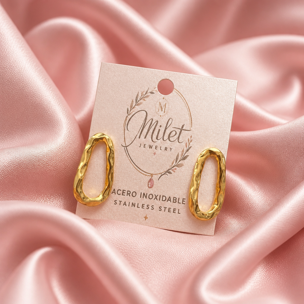 Aretes Ovalados Martillados Dorados